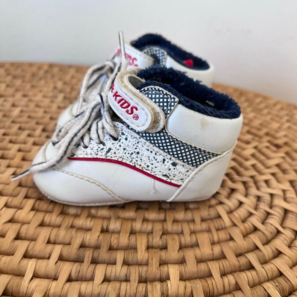 Vintage 80's/90's Dyna Kids Baby Soft Sole Crib Hi Top Sneakers Shoes Size 1